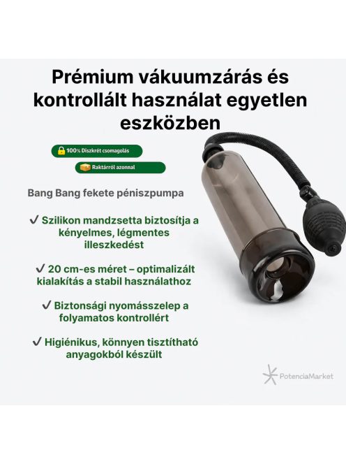 Bangbang péniszpumpa fekete színben,gyors kiszállítással és természetesen diszkrét csomagolásban - Potenciamarket