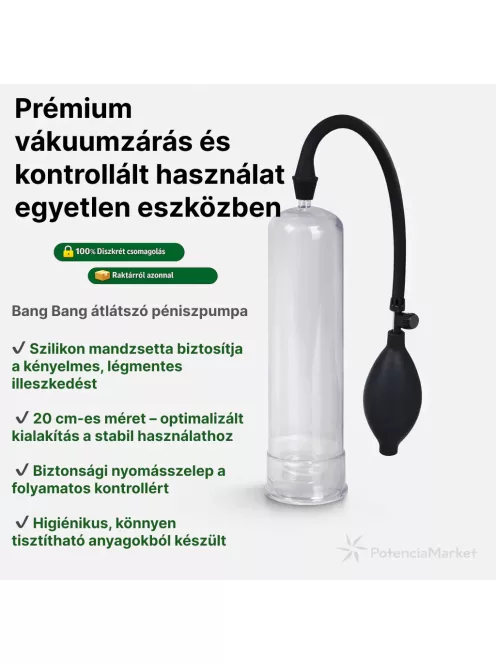 Bangbang péniszpumpa átlátszó szín-diszkrét csomagolásban és azonnal szállítjuk Neked - Potenciamarket