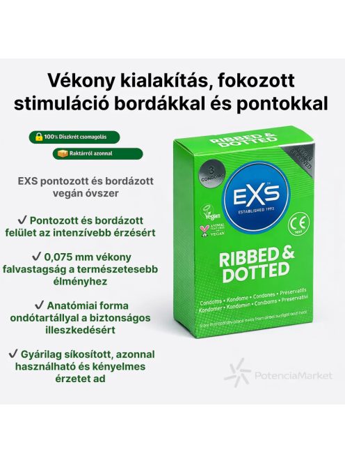 EXS RIBBED & DOTTED VEGÁN ÓVSZER - 3 DARABOS