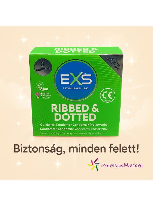 EXS Ribbed and Dotted Vegán óvszer gyors kiszállítással és diszkrét csomagolásban - Potenciamarket