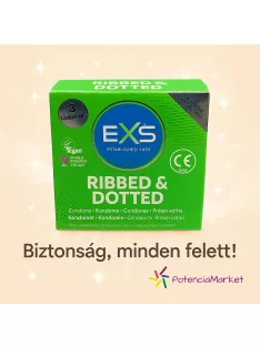 EXS Ribbed and Dotted Vegán óvszer gyors kiszállítással és diszkrét csomagolásban - Potenciamarket