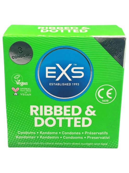 EXS Ribbed and Dotted Vegán óvszer gyors kiszállítással és diszkrét csomagolásban - Potenciamarket