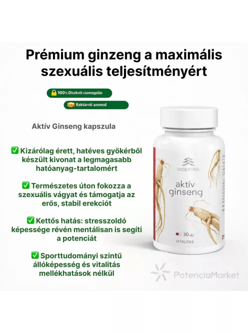 Aktív Ginseng potencianövelő kapszula 30 darabos, gyors és diszkrét kiszállítással - Potenciamarket