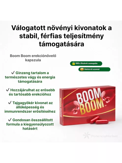 Boom Boom potencianövelő kapszula férfiaknak másnapi kiszállítással diszkréten csomagolva - Potenciamarket  