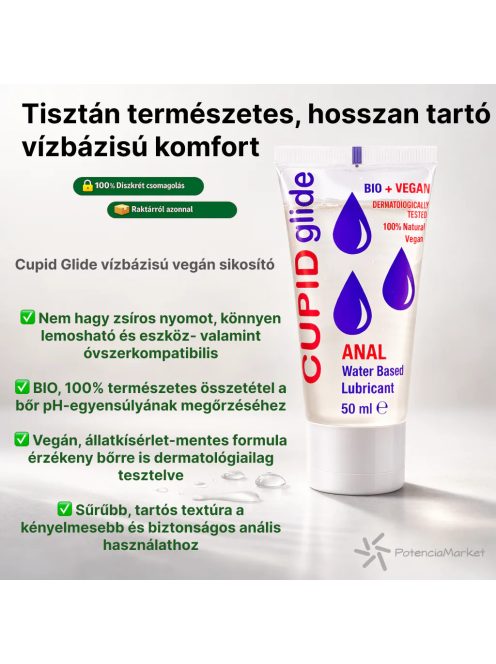 CUPID GLIDE BIO + VEGÁN ANÁL SIKOSÍTÓ VÍZBÁZISÚ - 50 ML