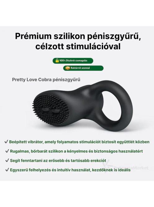 PRETTY LOVE COBRA CSIKLÓIZGATÓS PÉNISZGYŰRŰ VIBRÁTORRAL