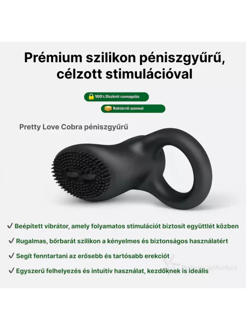 Pretty Love Cobra csiklóizgatós péniszgyűrű vibrátorral rapid szállítással, diszkrét csomagolásban - Potenciamarket
