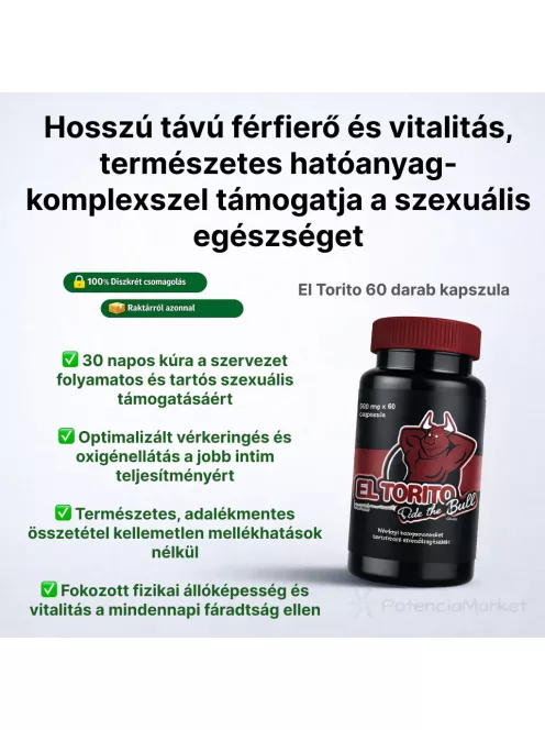 El Torito kúraszerű potencianövelő kapszula 60 darabos diszkrét és gyors házhozszállítással - Potenciamarket