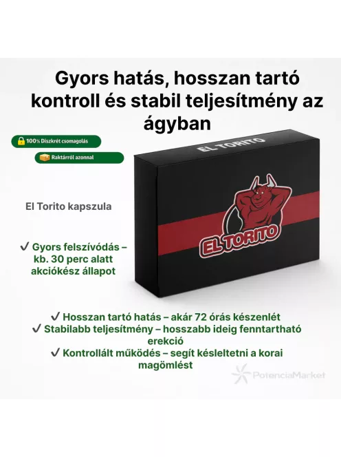 El Torito potencianövelő és impotencia csökkentő azonnali kiszállítással saját készletből diszkréten csomagolva - Potenciamarket