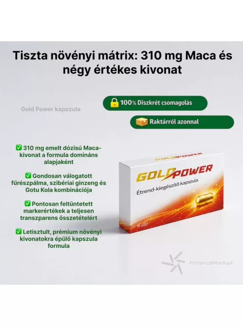 Gold Power potencianövelő étrendkiegészítő kapszula azonnali kiszolgálás saját készletből másnapra - Potenciamarket