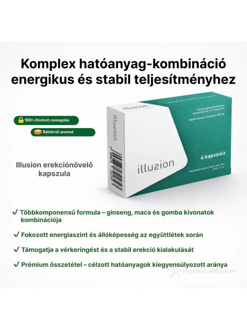 Illusion potencianövelő kapszula a tökéletes együttlétért gyors kiszállítással és diszkrét csomagban - Potenciamarket