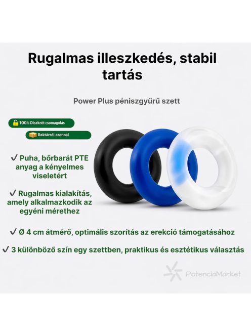 POWER PLUS PÉNISZGYŰRŰ SZETT - 3 DARABOS