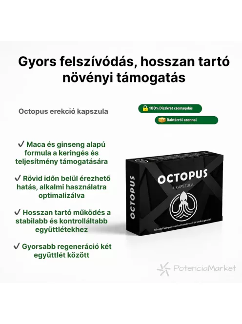 Octopus potencianövelő kapszula férfiaknak – erősebb teljesítmény és hosszantartó éjszakák már másnap mikor megkaptad a rendelésed tőlünk– Potenciamarket