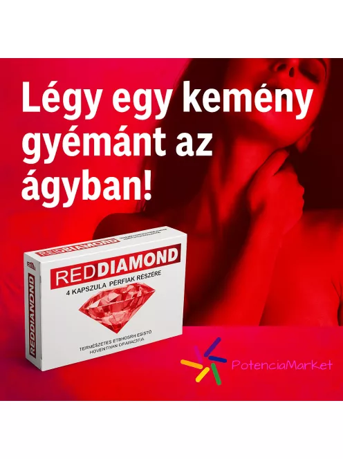 RedDiamond potencianövelő kapszula férfiaknak, 4 darabos kiszerelésben – természetes étrend-kiegészítő növényi kivonatokkal Potenciamarket