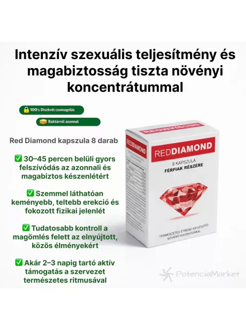 RedDiamond 8 db potencianövelő kapszula – prémium étrend-kiegészítő férfiak számára azonnali kiszállítással diszkréten csomagolva - Potenciamarket