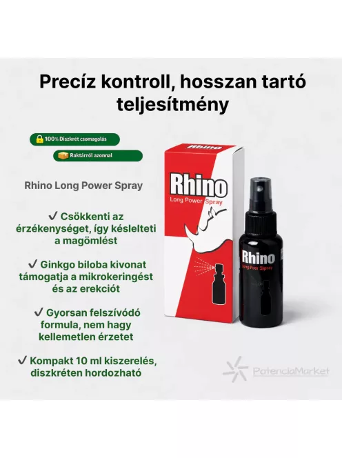 Hot Rhino Long Power ejakuláció késleltető spray villámgyors kiszállítással és diszkrét csomagolással - Potenciamarket