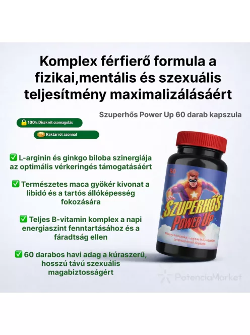 Szuperhős Power Up potencianövelő kapszula diszkrét csomagolással és gyors szállítással - Potenciamarket